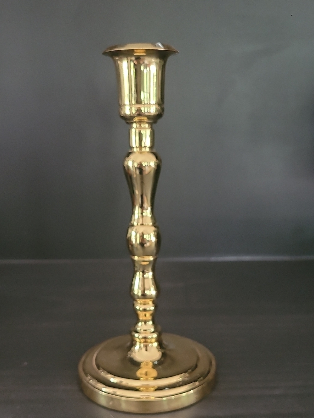 Brass Finish Tall Candle Holder - Gold